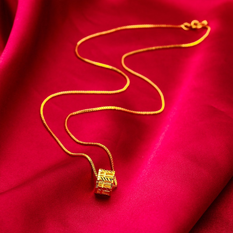 Goldkingdom Fashion Perhiasan 24K Bangkok Aksesoris Stok Sempoa Liontin Kotak Rantai Wanita Kalung Halus