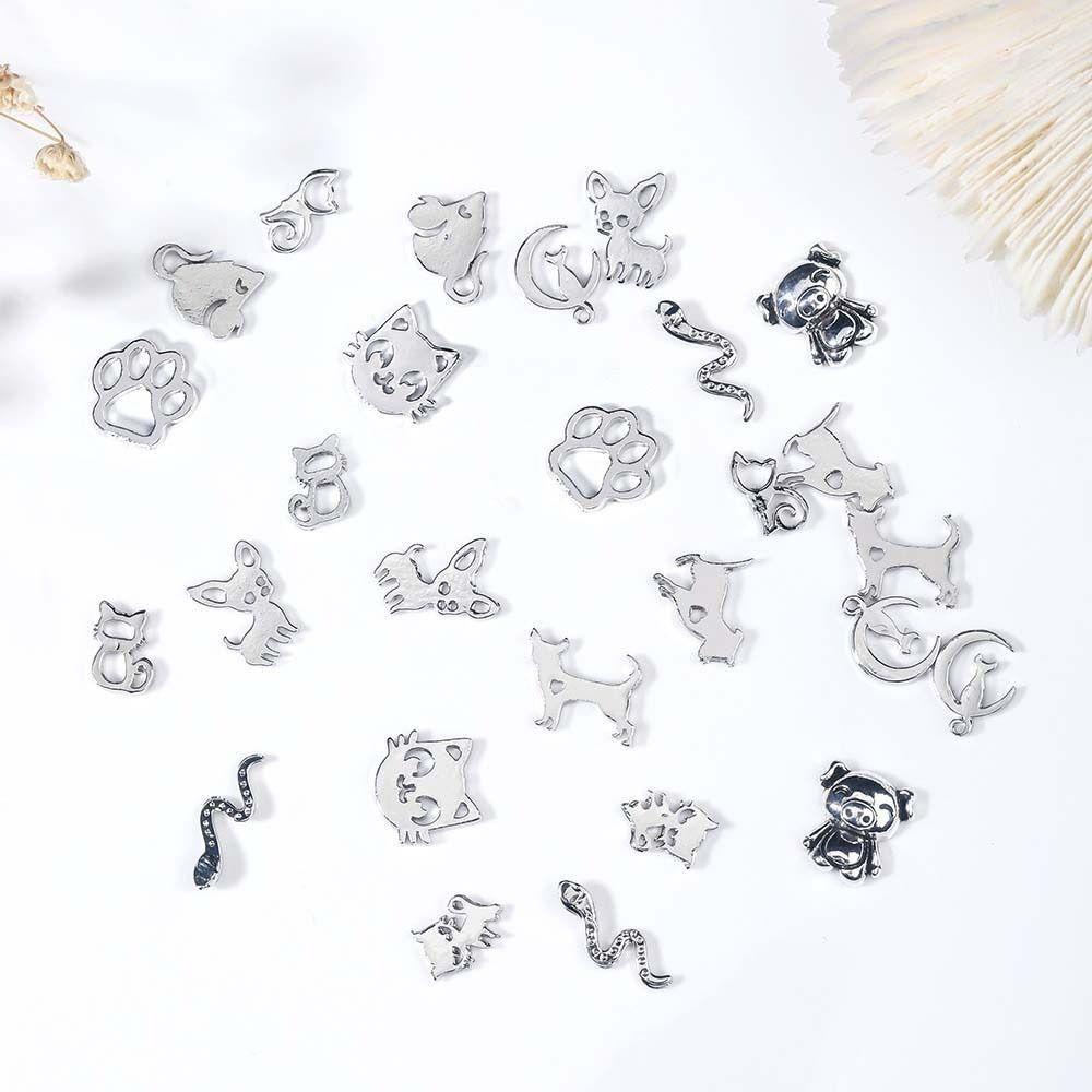 AUGUSTINA Agustina Hewan Dekorasi Kuku Wanita Anjing Kucing Manicure Aksesoris Hollow Logam Alloy Hewan Metal Nail Art Drills