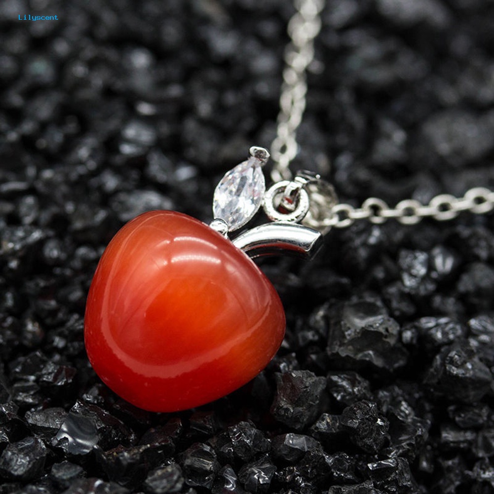 Lilyscent Fashion Wanita Opal Red Apple Shape Charm Pendant Untuk Dekorasi Kalung Anting