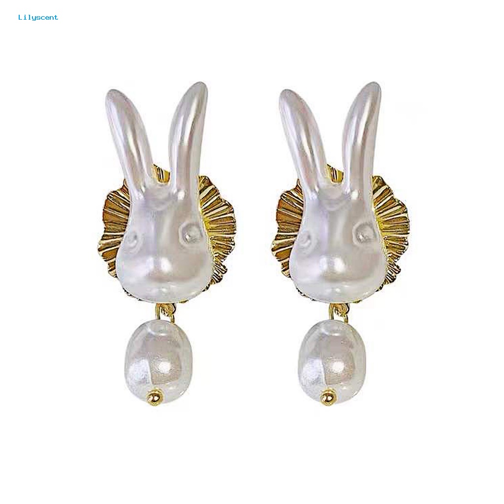 Lilyscent 1pasang Ringan Menjuntai Anting-Anting Aksesoris Pesta Bunny Faux Pearl Earrings Accessories Eye-catching