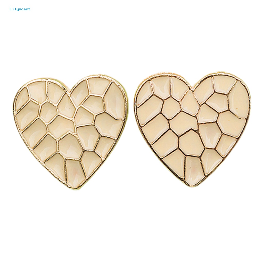 Lilyscent 1pasang Giwang Telinga Sentuh Kulit Aksesoris Fashion Enamel Bentuk Hati Stud Earrings Halus