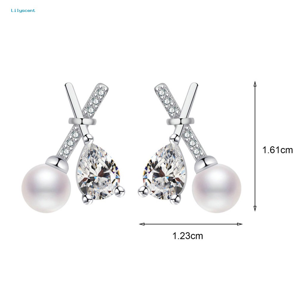 Lilyscent 1pasang Anting Pejantan Tidak Teratur Untuk Perjamuan Perhiasan Fashion Faux Zircon Ear Studs Rhinestone Bertatahkan