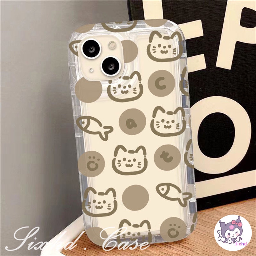 IPHONE Kompatibel Untuk Iphone14 13 12 11 Pro Max SE 2020 X Xr Xs Max8 7 6 6s Plus Ins Lucu Kucing Ikan Pasangan AirBag Case Lembut TPU Shockproof Cover Pelindung