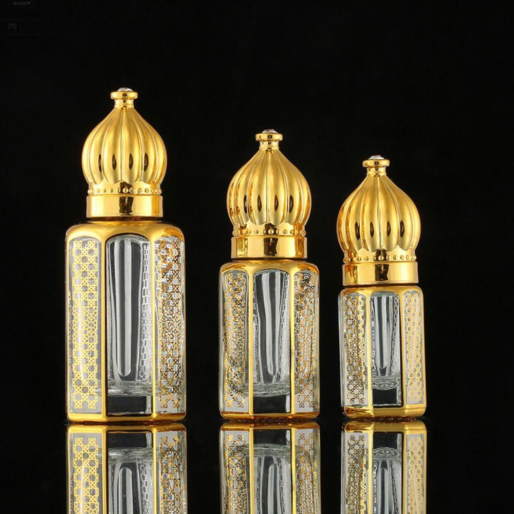 Botol Pipet Agustina Gold3Per6/12ML Kristal Dekorasi Pernikahan Kosong Mini Transparan Wadah Kosmetik Botol Parfum Kaca