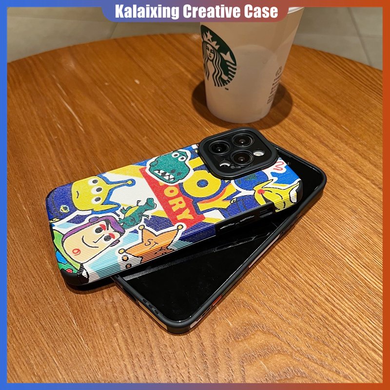 Casing Ponsel Kulit Garis Persegi Untuk iPhone14 Pro Max13 12 11 Xs Max X XR 7per8 Plus 14Plus Lembut Penutup Belakang Motif Toy Story