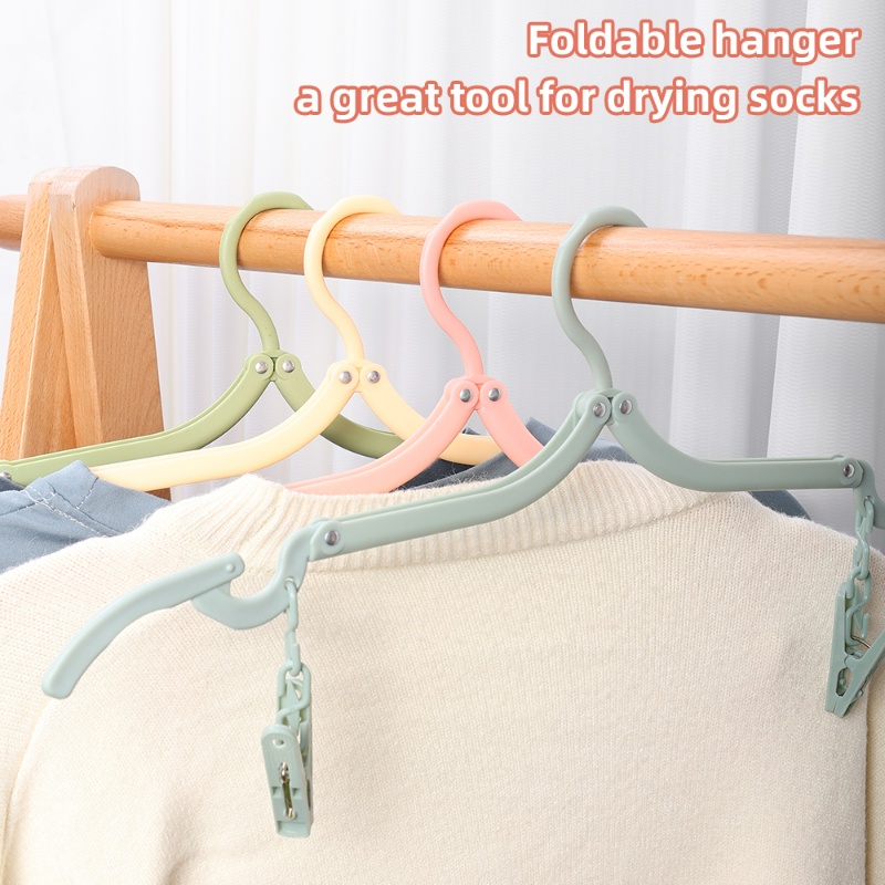 Kreatif Gaya Nordic Gantungan Baju Lipat Multifungsi Plastik Non-slip Pengeringan Gantungan Travel Hemat Ruang Rak Pakaian Dengan Klip Closet Organizer Aksesoris