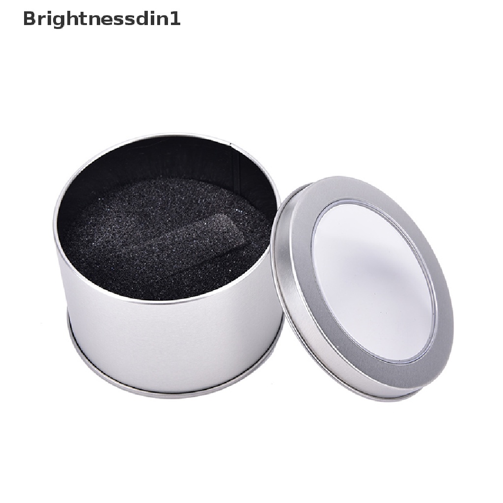 [Brightnessdin1] Kotak Jam Tangan Perhiasan Logam Bulat Silver Display Case Dengan Bantalan Watch Box Holder Butik