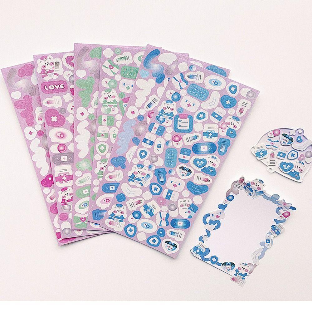 Lanfy Stiker Kartun Kucing Lucu 12lembar Proses DIY Mainan Kulit Laptop DIY Craft Projects Sparkling Photocards Collage Decor