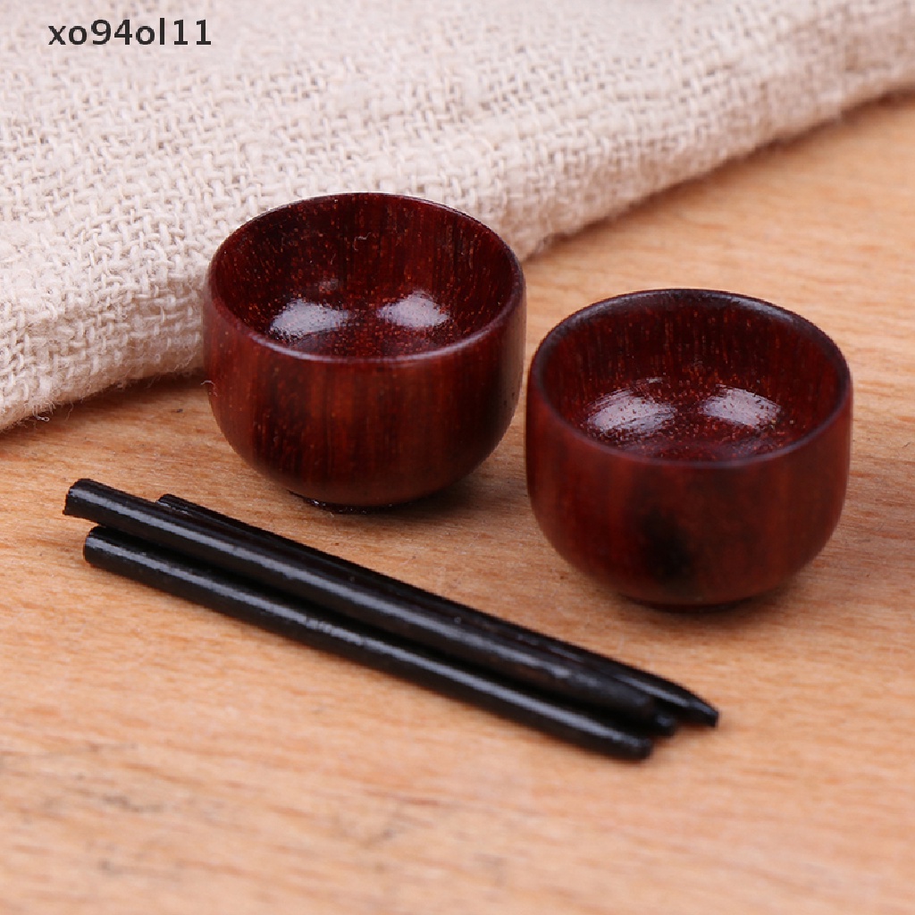 Xo 1: 12rumah Boneka Mini Chinese Dish Bowl Chops Set Peralatan Makan Dekorasi Rumah Boneka OL