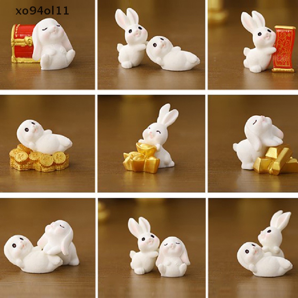 XO 2023 New Year Cute Rabbit Figurines Micro Landscape Ornaments For Home Decor OL