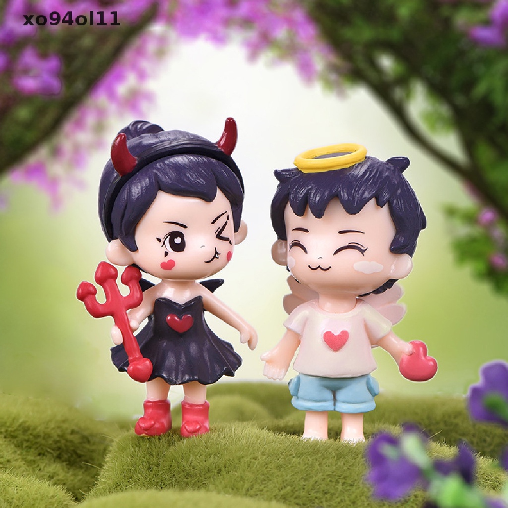 Xo Angel Demon Couple Patung Kecil Patung Kecil Figure Ornamen Miniatur OL