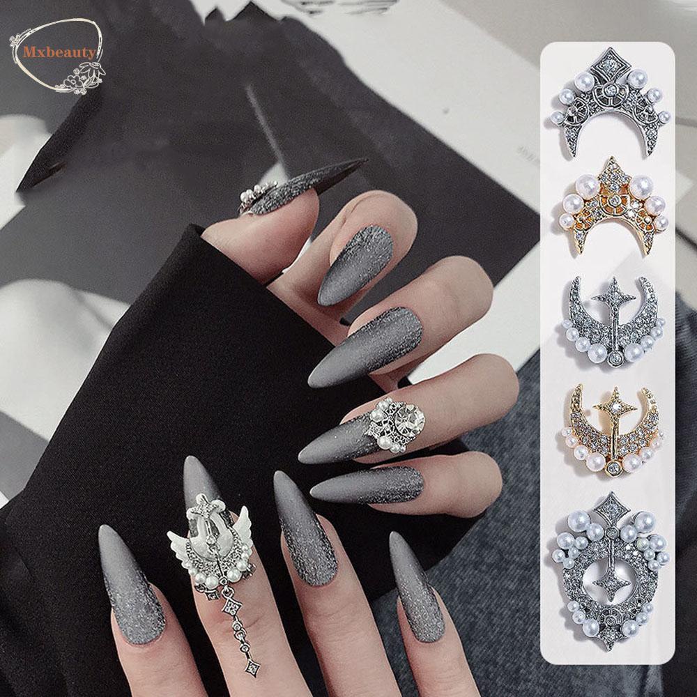 Mxbeauty 1 Pc Perhiasan Zircon Mutiara Berlian Imitasi 3d Bahan Metal Gaya Retro Untuk Dekorasi Nail Art