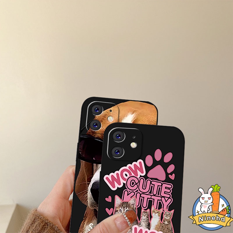 IPHONE Casing Kompatibel Untuk Iphone14 13 12 11 Pro Max X Xr Xs Max8 7 6 6s Plus SE 2020 Lucu Imut Kucing Anjing Tepi Lurus Silikon Casing Ponsel Pelindung Lensa Shockproof Cover Pelindung