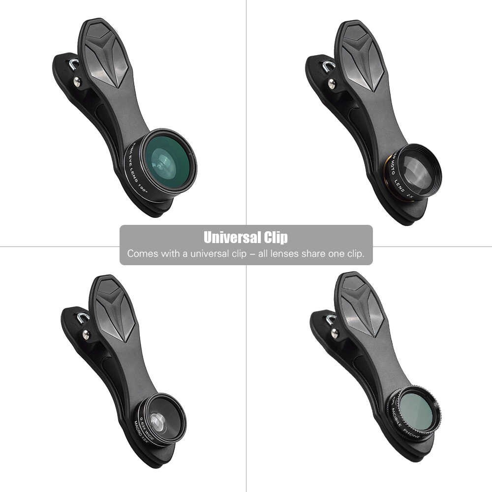 APEXEL 5 in 1 Lensa CPL Fisheye Macro Telephoto Wide Angle Lens - APL-DG5H - Black - 5VSC1GBK