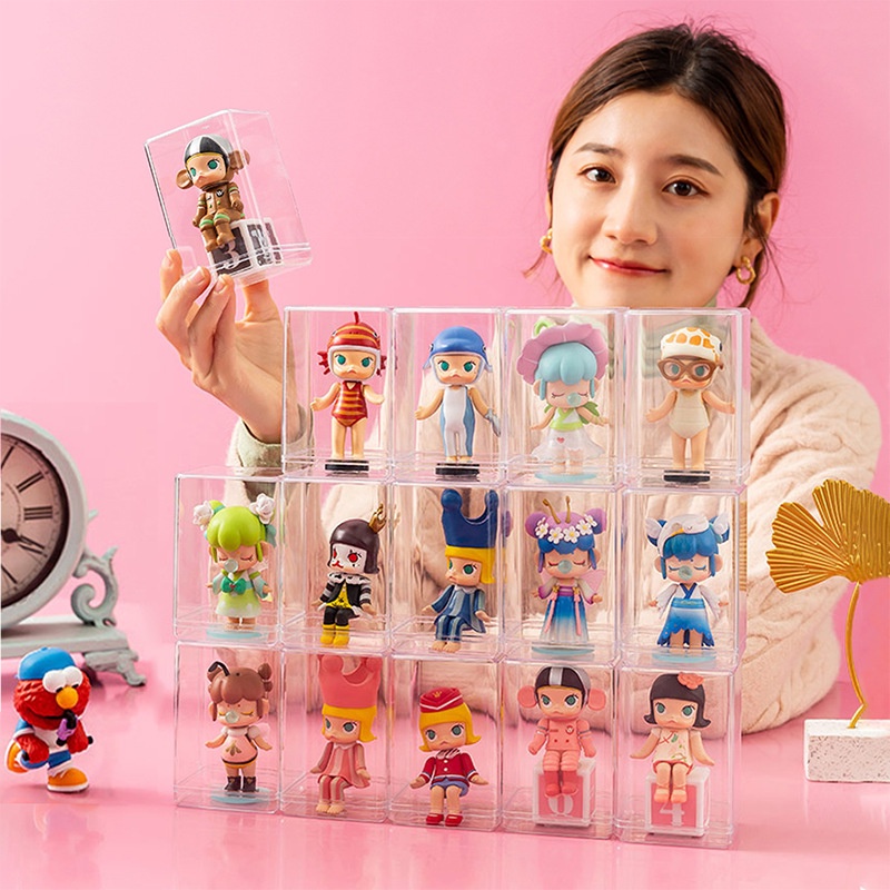 Kualitas Tinggi Kotak Penyimpanan Mainan Anime Figure Rak Tahan Debu Plastik Transparan Single Display Cabinet Boneka Organizer Hadiah Untuk Anak Teman