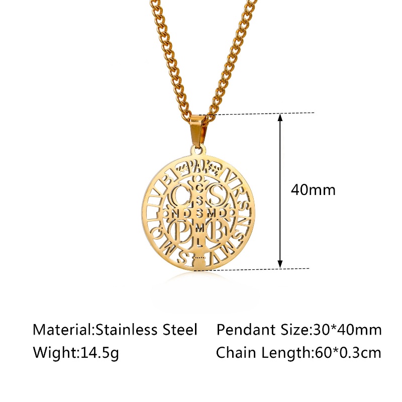 Z H Perhiasan 18K Emas 24K Emas S925 Perak Vintage Punk Nousia Saint Benedict Liontin Pria Dan Wanita Fashion Anti Karat Kalung Salib Hip Hop Aksesoris Pesta