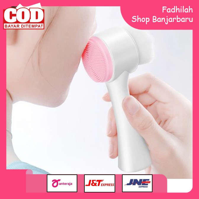 ALAT CUCI MUKA 2IN1 FACIAL CLEANSING BRUSH SILICONE SIKAT PEMBERSIH WAJAH PORI 2 SISI BULU LEMBUT HALUS SILIKON | FADHILAH SHOP BJB