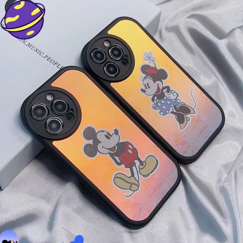 IPHONE Casing Pelindung Mickey Minnie Warna-Warni Untuk Iphone14 13 12 11 Pro X XS Max7 8 14 Plus Soft Case XR Full Cover Lensa Film Kartun Case