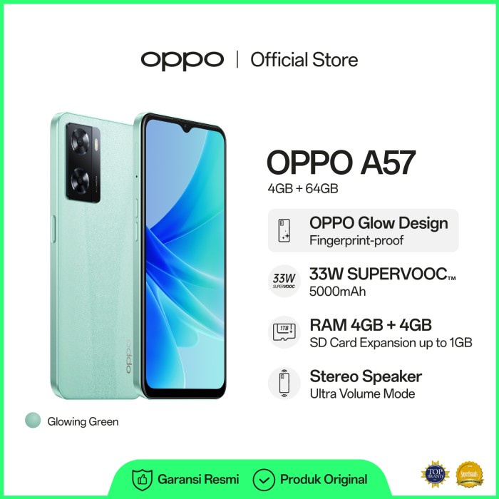 OPPO A57 Smartphone 4GB/64GB (Garansi Resmi) - Hijau