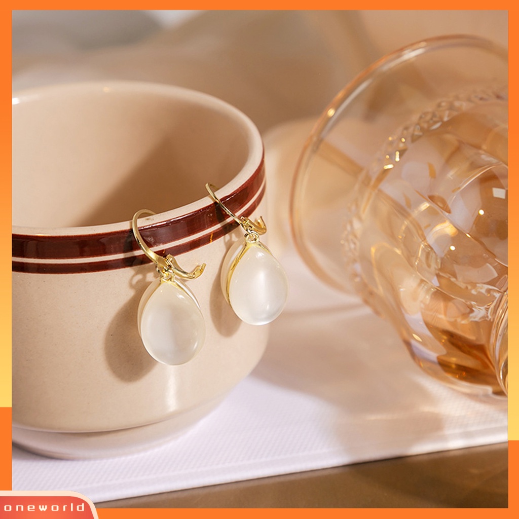 [EONE] 1pasang Drop Earrings Geometris Gaya Klasik Pengerjaan Indah Liontin Mengkilap Tinggi Dekorasi Aksesori Faux Opal Water Drop Earrings Aksesoris Pakaian