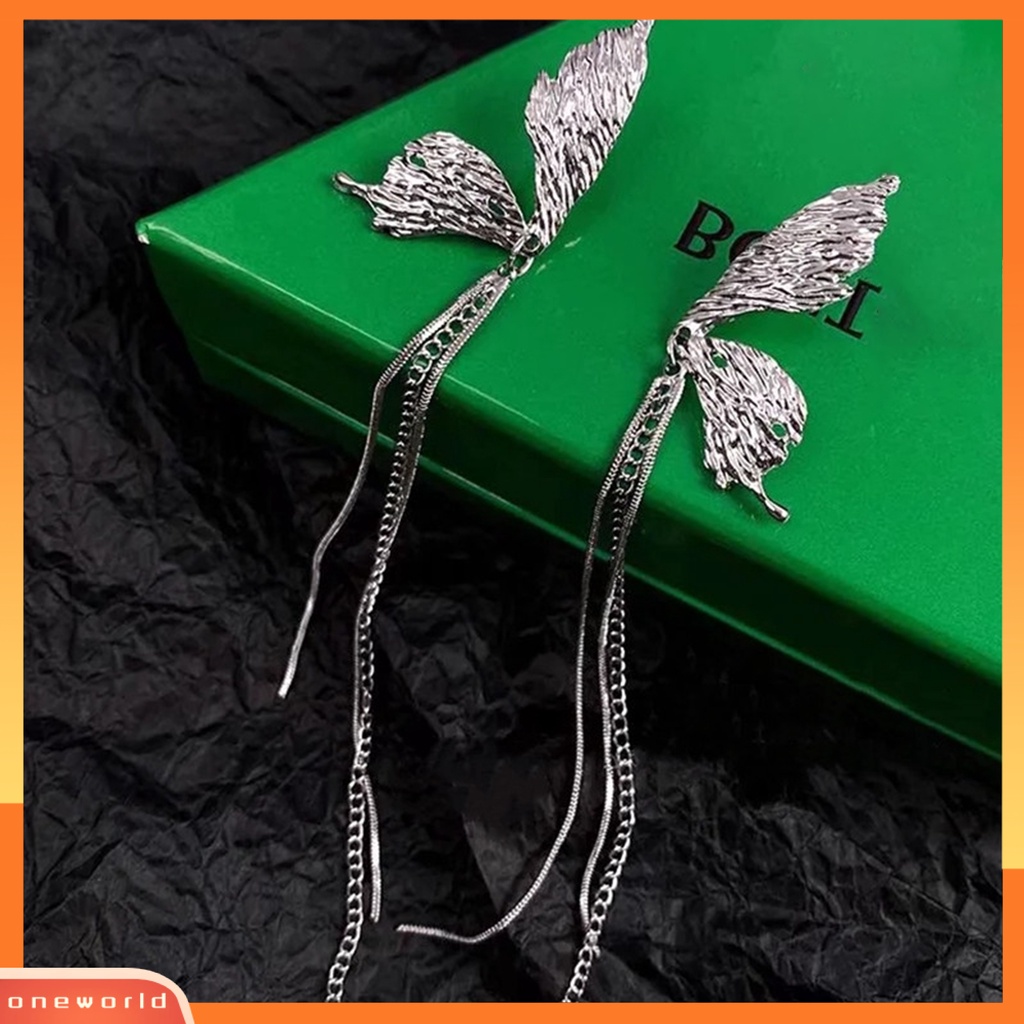 [EONE] 1pasang Menjuntai Anting Eye-catching Pengerjaan Halus Geometris Elektroplating Temperamen Dekorasi Bermutu Tinggi Kupu-Kupu Berlian Imitasi Rumbai Anting Fashion Perhiasan