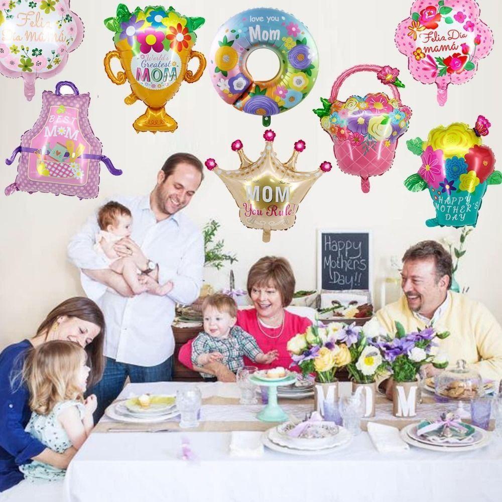 AUGUSTINA Balon Mother's Day 2023warna Film Aluminium Tiup Hias Untuk Hadiah Ibu Balon Helium