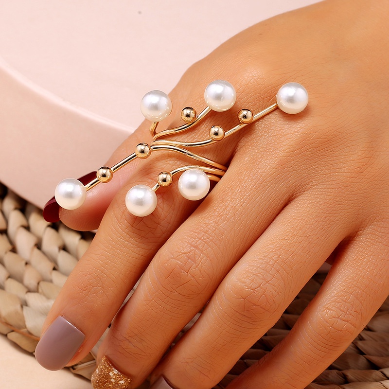 1 Pc Baru Elegan Indah Berlebihan Double Layer Mutiara Imitasi Cincin Wanita Gadis Fashion Chic Besar Adjustable Cincin Pesta Perhiasan