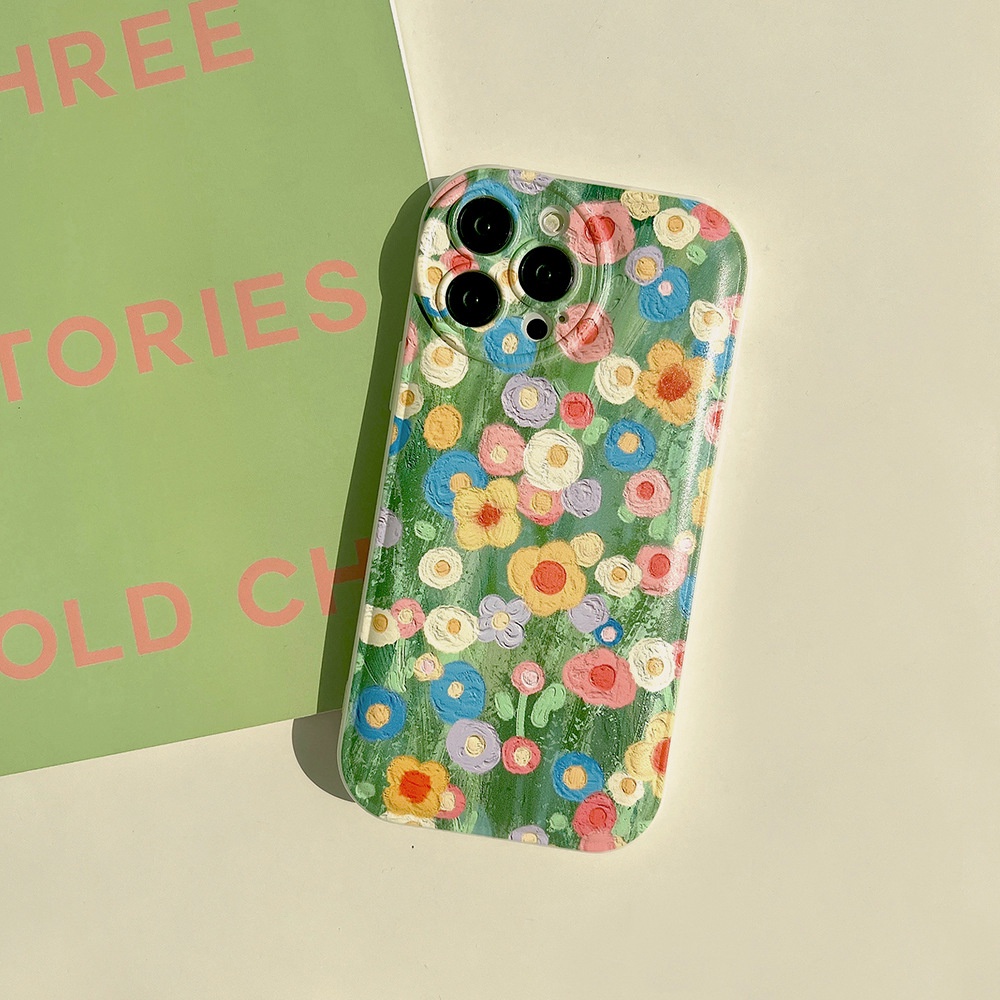 IPHONE Lukisan Cat Minyak Musim Semi Bunga Perlindungan Penuh Lembut Casing Ponsel Cover Untuk Iphone7 8 PLUS X XR XS 11 12 13 14 PRO MAX SE 2020