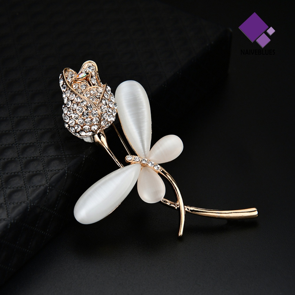 &lt; Naiveblues &gt; Perhiasan Wanita Breastpin Capung Bunga Shiny Zircon Faux Pearl Brooch