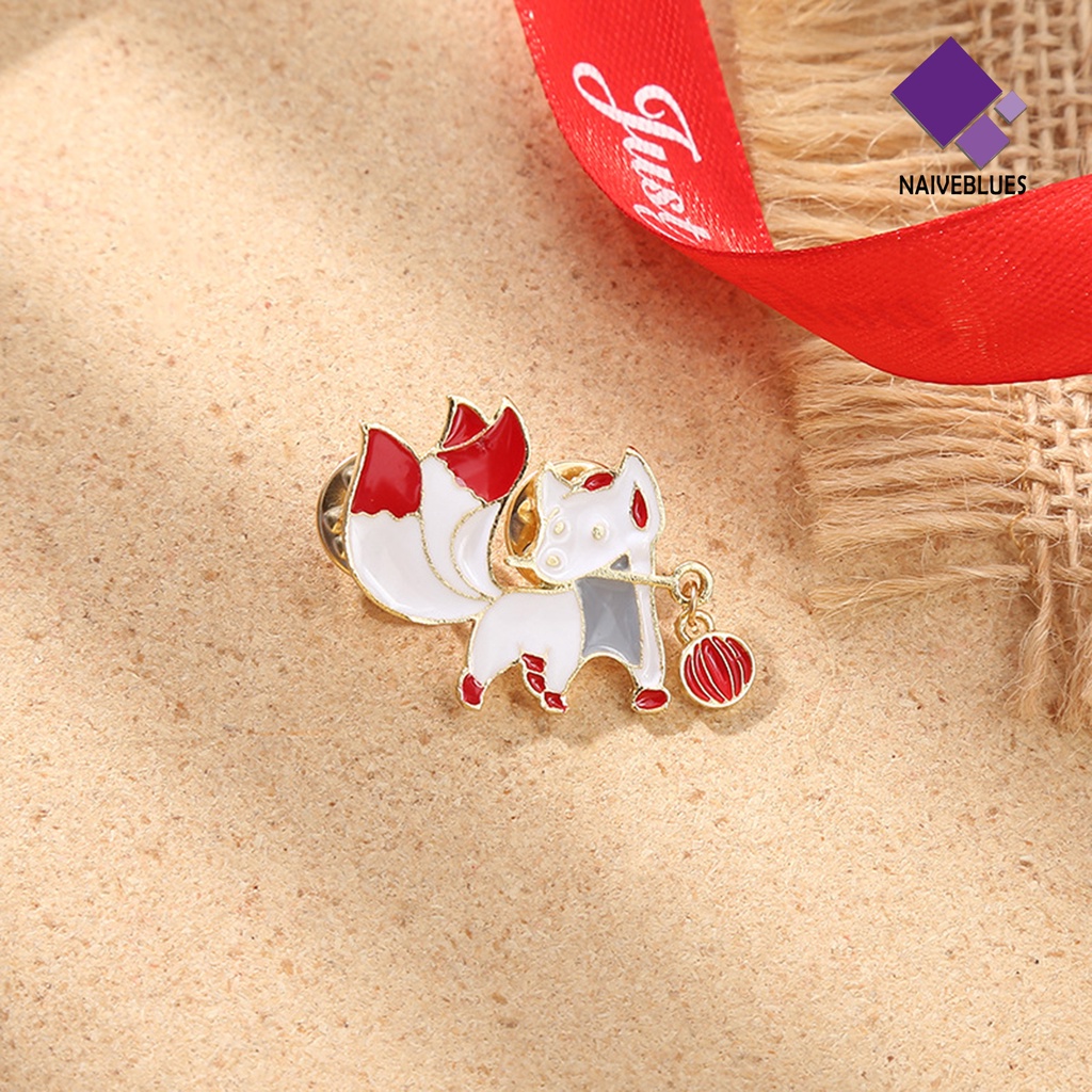 &lt; Naiveblues &gt; Bros Lucu Banyak Digunakan Paduan Maple Leaf Fox Brooch Pin Harian