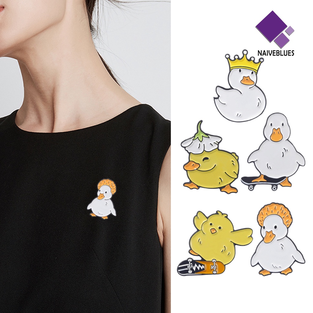 &lt; Naiveblues &gt; Kartun Bros Lucu Bebek Putih/Kuning Bros Alloy Elegan Kostum Aksesoris Hewan Enamel Bros