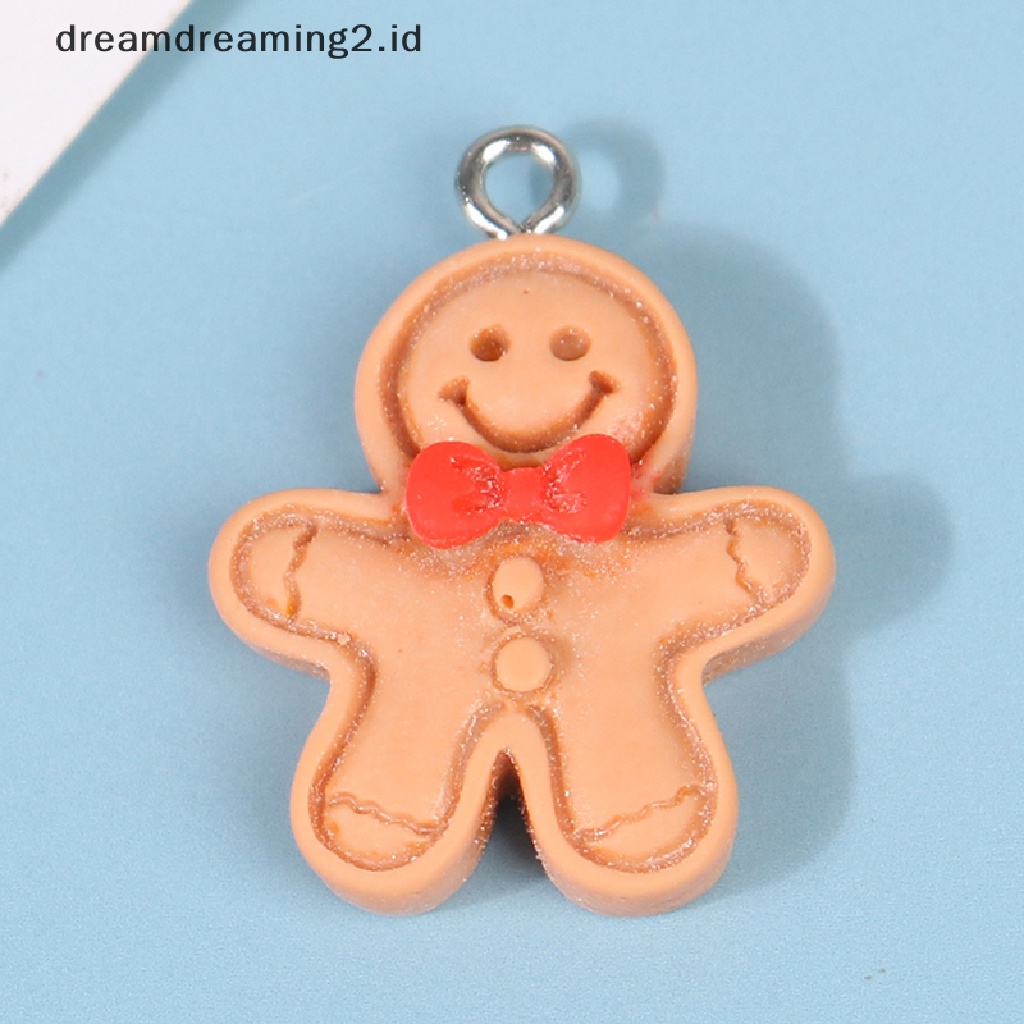 (dream) 10pcs Natal Gingerbread Man Ch Liontin Resin Ch Untuk Gantungan Kunci Anting//