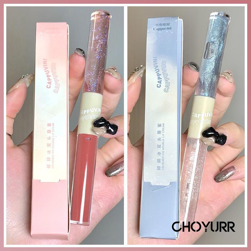 【COD】Cappuvini Lip Glaze 2 Warna Double-Head 2 IN 1 Lip Gloss Moisturizing Minyak Bibir Tahan Air-CH