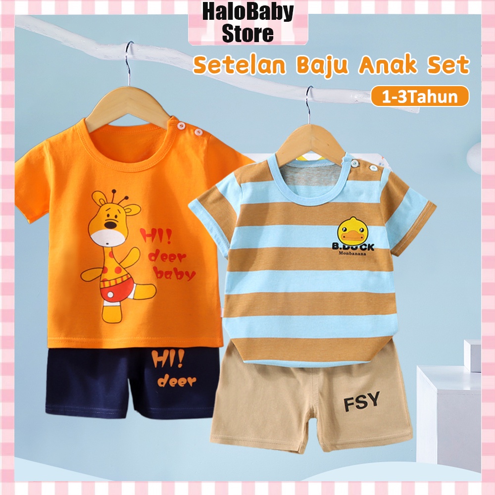 Halo Baby Baju Anak Set/Setelan Baju Anak Set 1-3 Tahun/Pakaian Anak set kaos motif