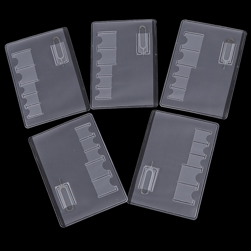 (drea) 5pcs Kartu Memori Transparan Universal 6sim Card Holder Case Portable Pelindung//