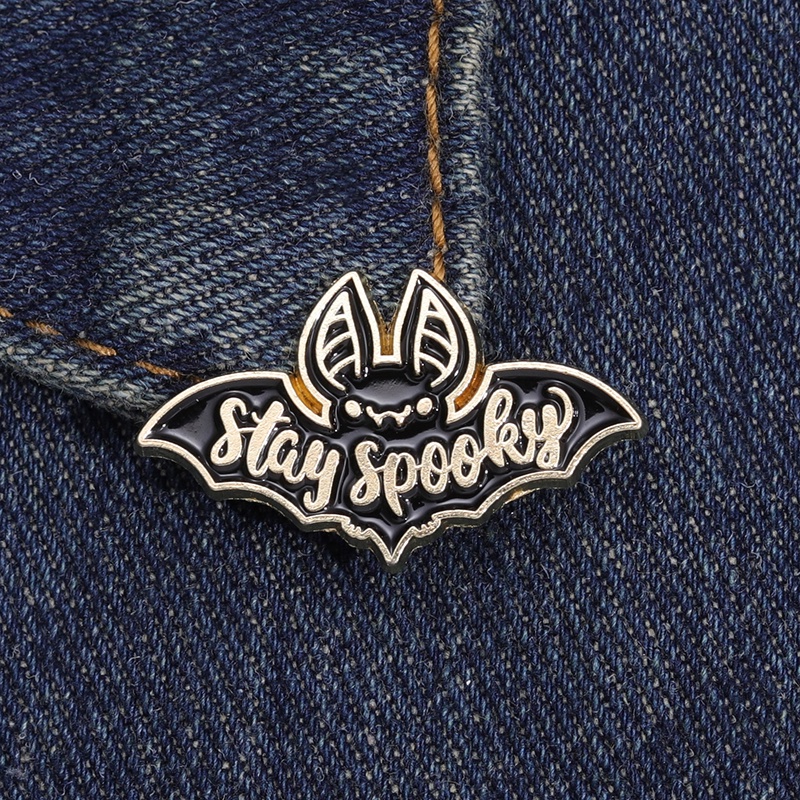 Tetap Seram Enamel Pin Hitam Kelelawar Bros Lencana Kerah Lapel Pin Punk Gothic Badge Halloween Perhiasan Hadiah Untuk Teman