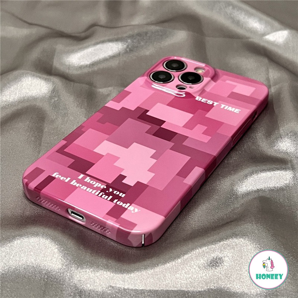 IPHONE Casing Ponsel Kompatibel Dengan Iphone14 13 12 11 Pro Max X Xsmax7 8 Plus SE Rose Red Mosaic Feminin Shockproof Cover Pelindung