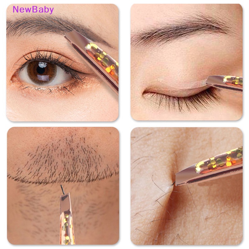 Newbaby 1Pc Pinset Alis Kecantikan Rambut Miring Stainless Steel Slant Tip Makeup Clip ID