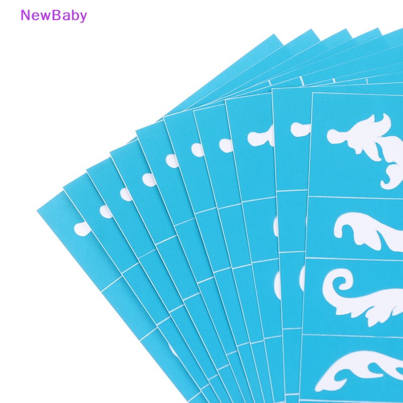 Newbaby 10Pcs Template Stensil Dapat Digunakan Kembali Perekat Diri Untuk Cat Wajah Tato Glitter ID