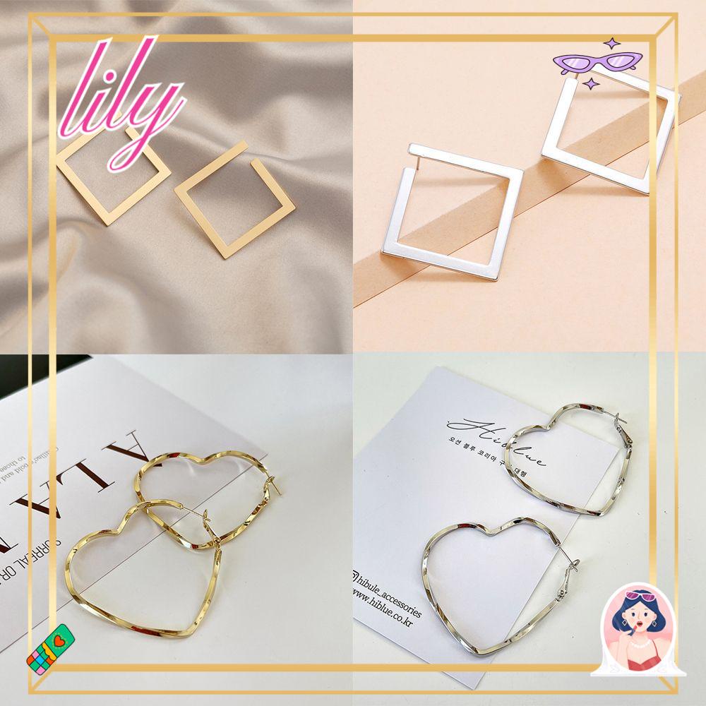 Lily Hoop Earrings Fashion Hadiah Pesta Aksesoris Gadis Anting Persegi