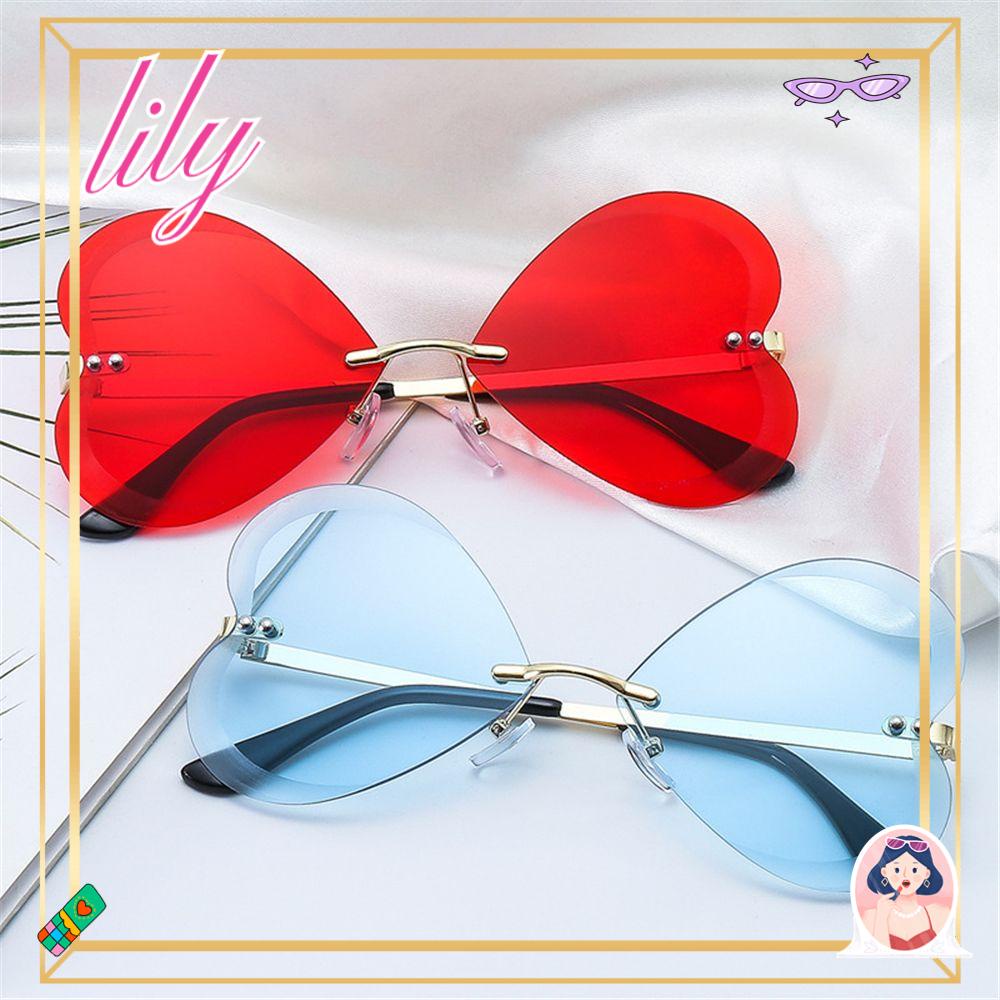 Lily Rimless Heart Sunglasses Brand Designer UV400 Eyewear Kacamata Matahari