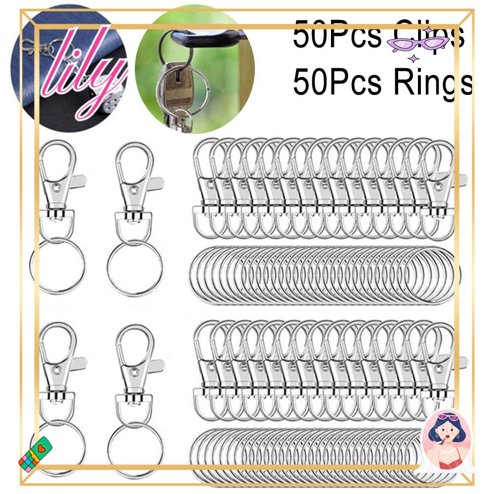 Lily 50Pcs Gantungan Kunci Ring Klip Pesona Lanyard Seni Kerajinan Lobster Claw Clasp