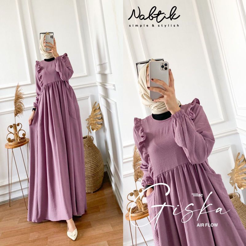 GAMIS CRINGKEL GISKA DRESS MAXY READY BAHAN CRINGKEL AIRFLOW POLOS BUKAN BAHAN URAGIRI