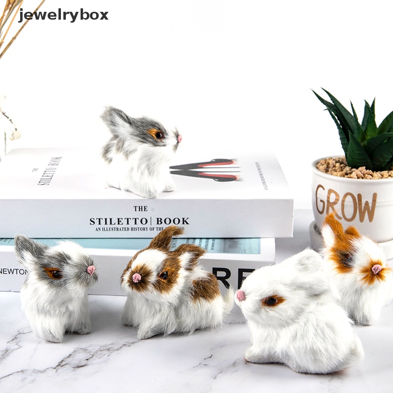 [jewelrybox] Mini Realistis Lucu Bulu Kelinci Mewah Hewan Manusia Hidup Paskah Model Kelinci Hadiah Mainan Butik