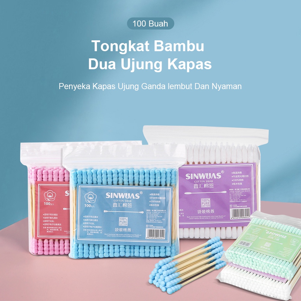 Mumystation Cotton Buds Isi 100Pcs Cotton Swaps Pembersih Telinga Anti Lepas