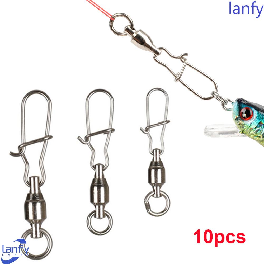 Lanfy 10 Pcs Kili-Kili Swivel Konektor Umpan Pancing Bahan Baja Tahan Lama