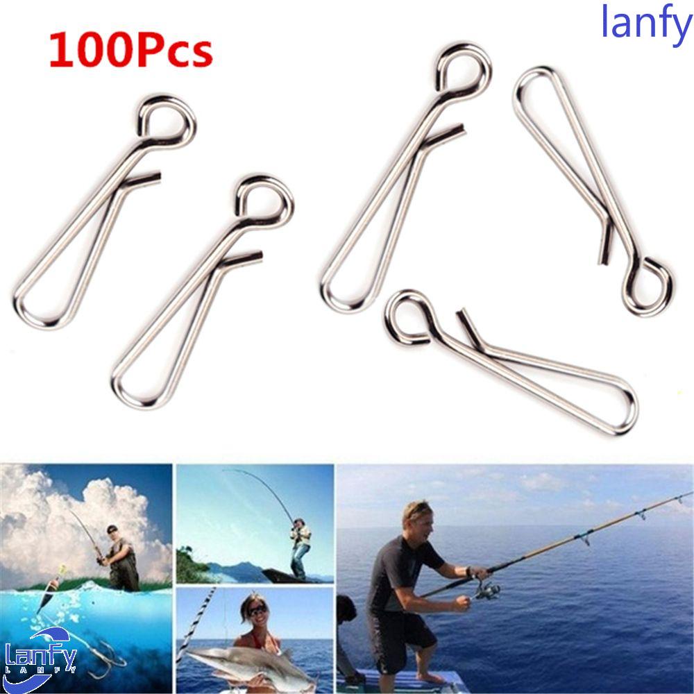 LANFY 100Pcs Connector Metal Snap Swivel Connecting Quick Hanging Barrel Swivels Useful Fishing Accessories Stainless Line Wire Tackle Tool