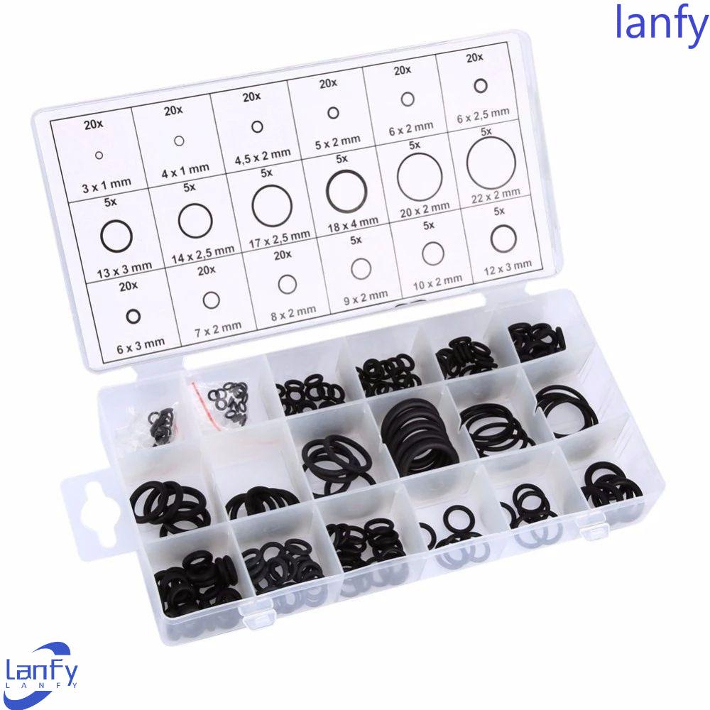 Lanfy O-Ring Washer Assortment Kit Hitam Dengan Box Plactic Gasket Karet Kedap Air Silikon