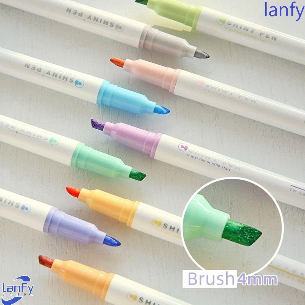 Lanfy Bling Stabilo Pen Set Glitter Warna Vintage Keypoints Marker Kantor Perlengkapan Sekolah Siswa Alat Tulis DIY Diary Album Lukisan Pena Gambar