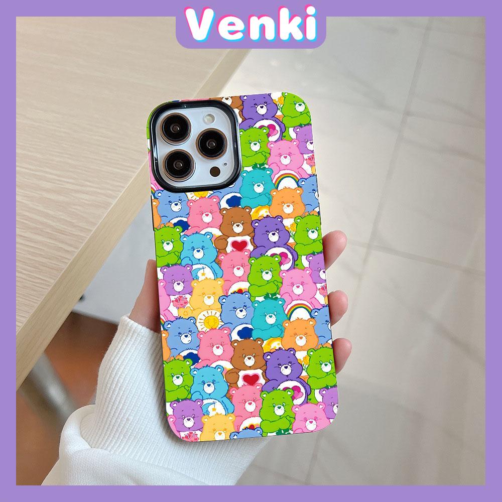 VENKI - For iPhone 14 Pro Max Glossy TPU Phone Soft Case Candy Color Bear Back Camera Protection Shockproof Compatible with iPhone 13 Pro max 12 Pro Max 11 xr xs max 7Plus 8Plus